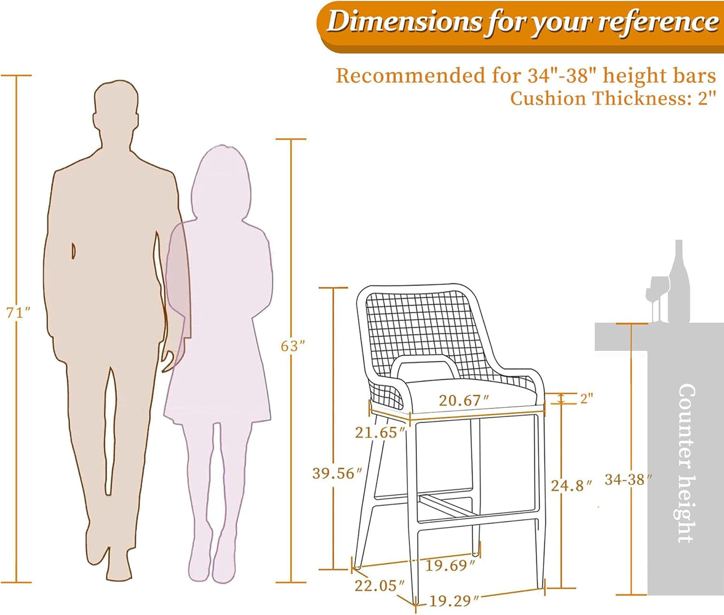 Rattan Bar Stools Set