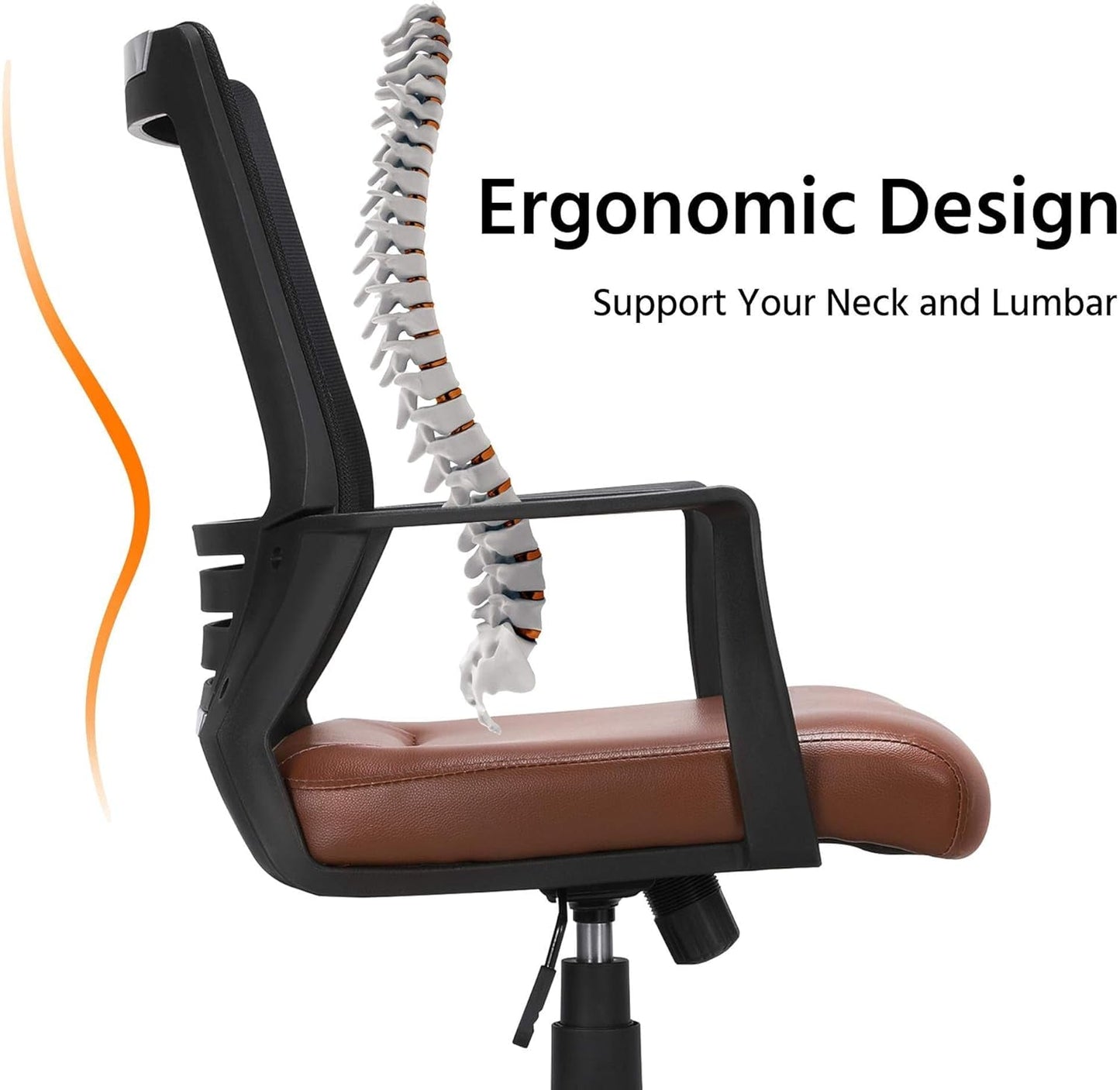 Ergonomic Home Office Chair Leather and Mesh Combine Desk Chair