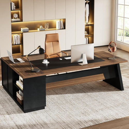 78" L-Shaped Executive Office Desk, Large Modern Computer Desk with