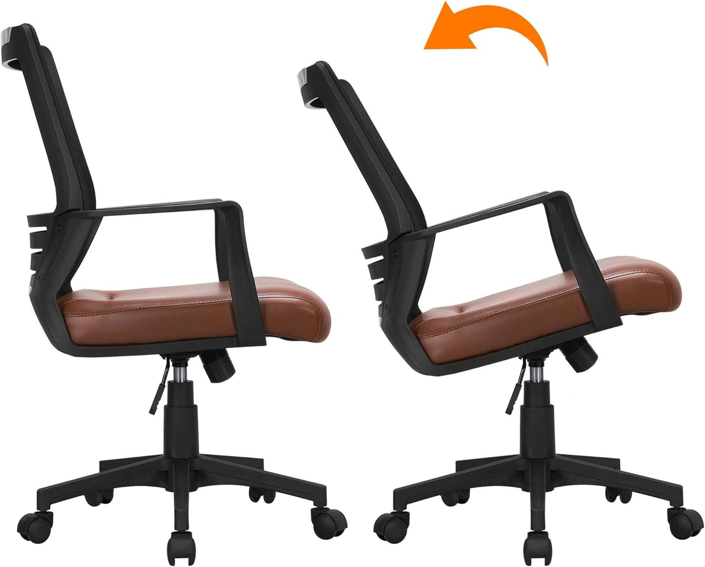 Ergonomic Home Office Chair Leather and Mesh Combine Desk Chair