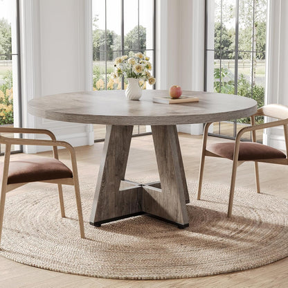 round Dining Table for 4-6 People, 47 Inches Dining Room Table with