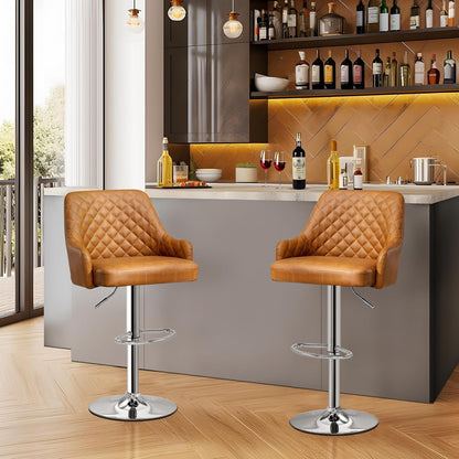 Bar Stools Set of 4, Adjustable Bar Stools with Back, Bar Height