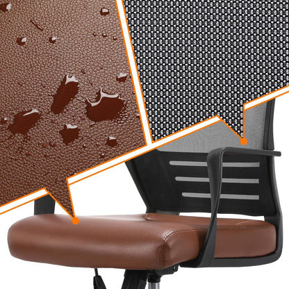 Ergonomic Home Office Chair Leather and Mesh Combine Desk Chair