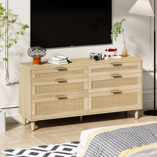 Rattan Dresser With Drawers, 6 Drawer Dresser For Bedroom, Clothes