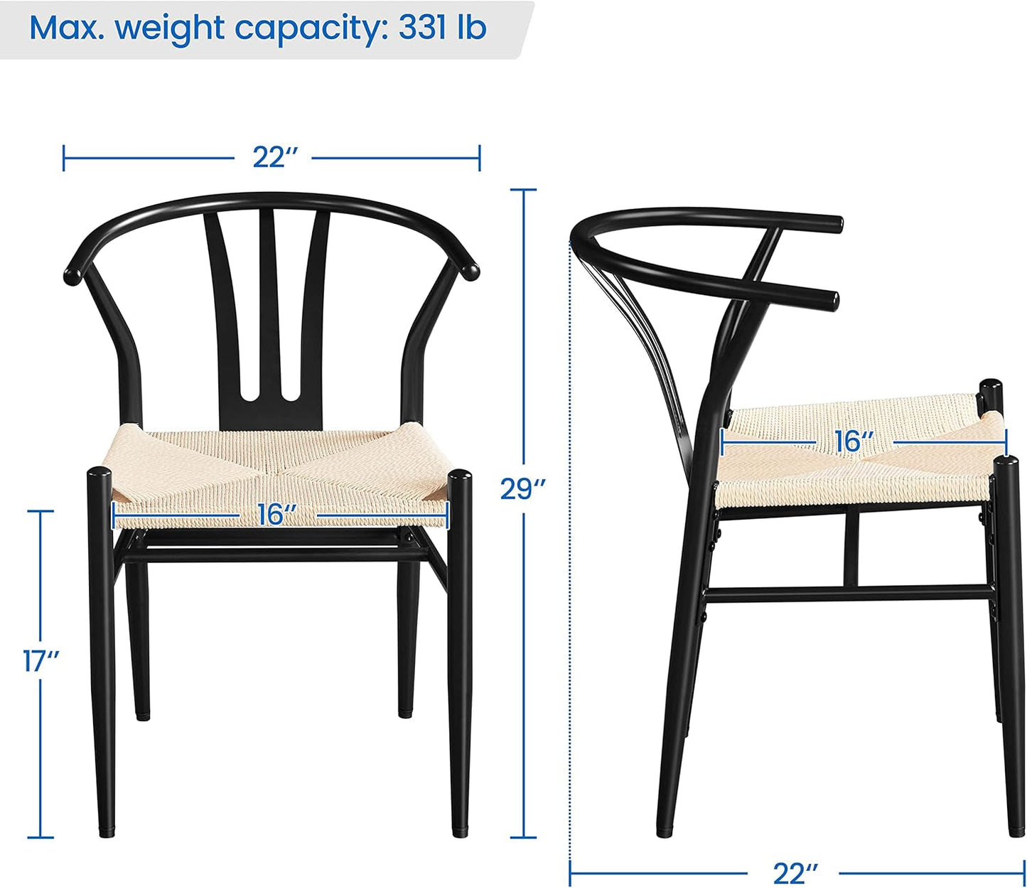 2PCS Weave Chair Mid-Century Modern Dining Chair Rattan Chair Weave