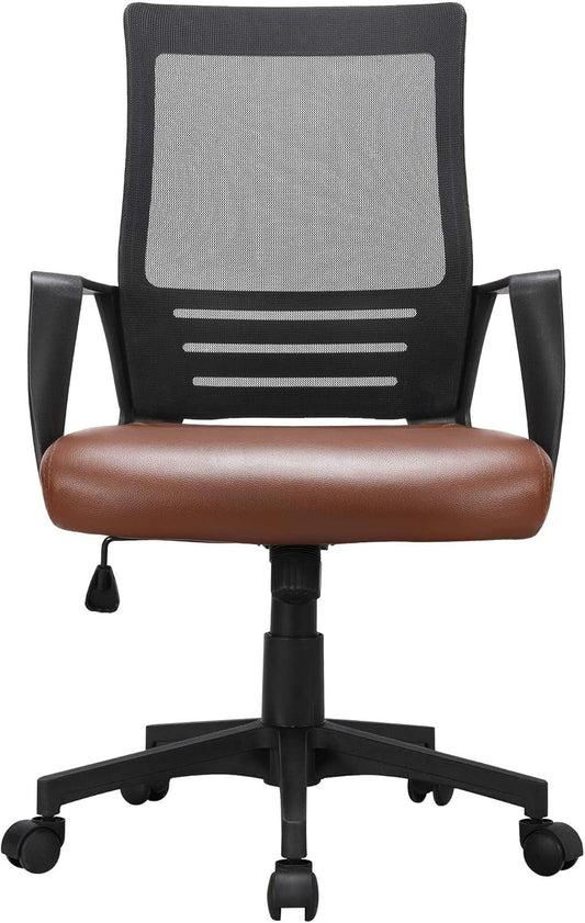 Ergonomic Home Office Chair Leather and Mesh Combine Desk Chair