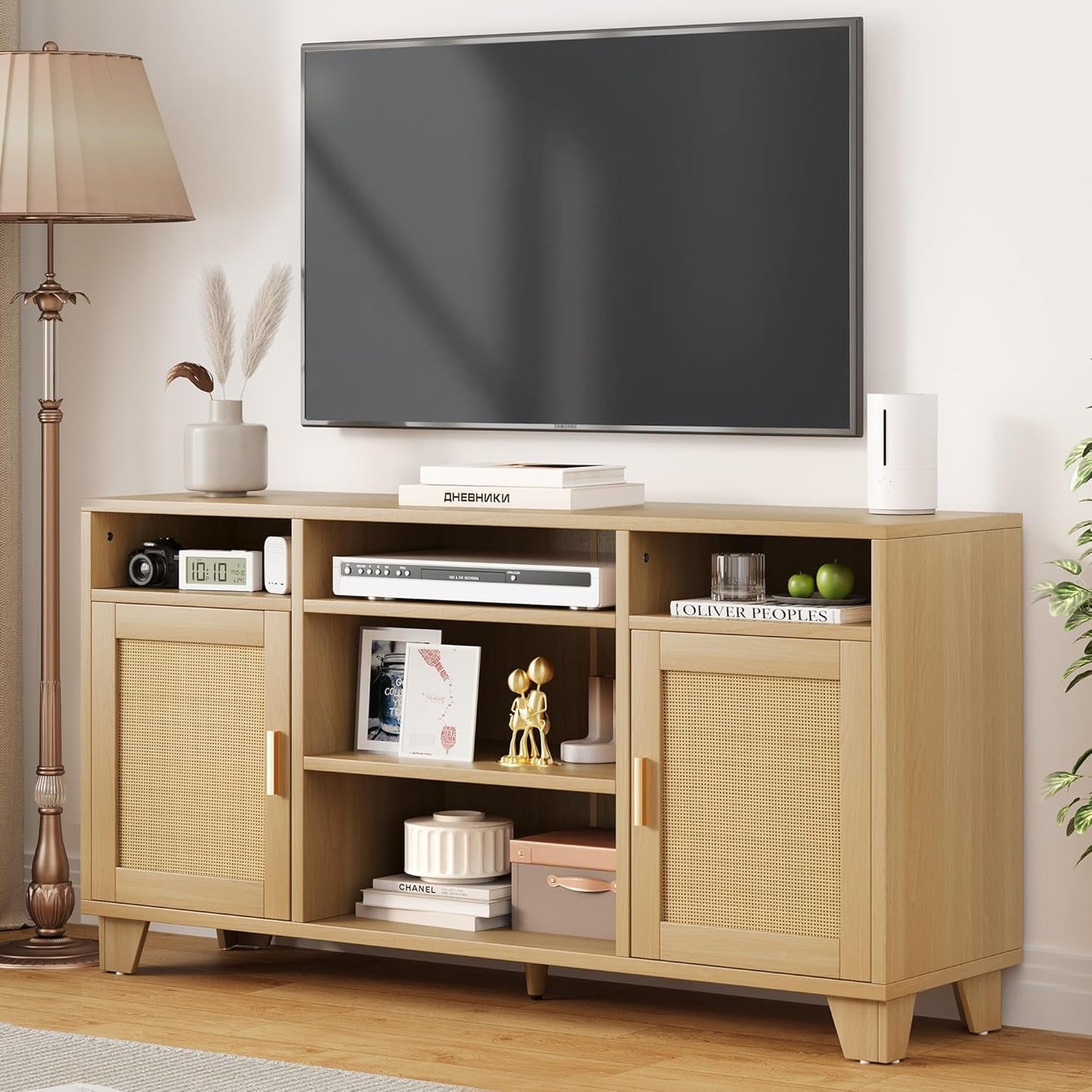 Rattan TV Stand for Tvs up to 65 Inch, Entertainment Center with