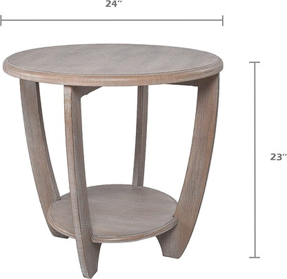 Rustic French Country End Table with Storage Shelf