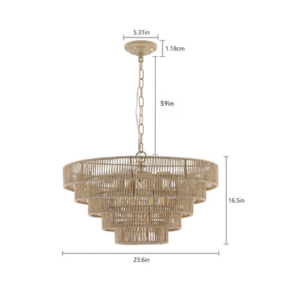 Bohemian style Woven Pendant Light 23.6 Inch Rattan Ligh Large Rattan