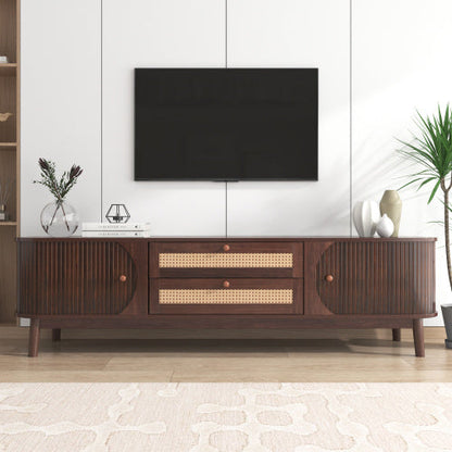 Rattan TV Stand For TVs Up To 75'', Modern Farmhouse Media Console,