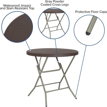 Brown Rattan Plastic Folding Table