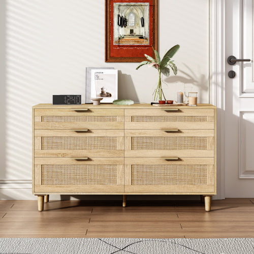 Rattan Dresser With Drawers, 6 Drawer Dresser For Bedroom, Clothes