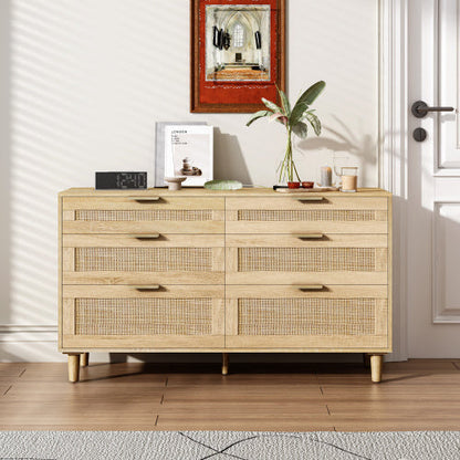 Rattan Dresser With Drawers, 6 Drawer Dresser For Bedroom, Clothes