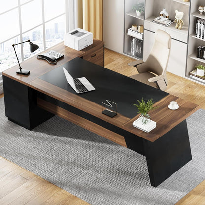 78" L-Shaped Executive Office Desk, Large Modern Computer Desk with