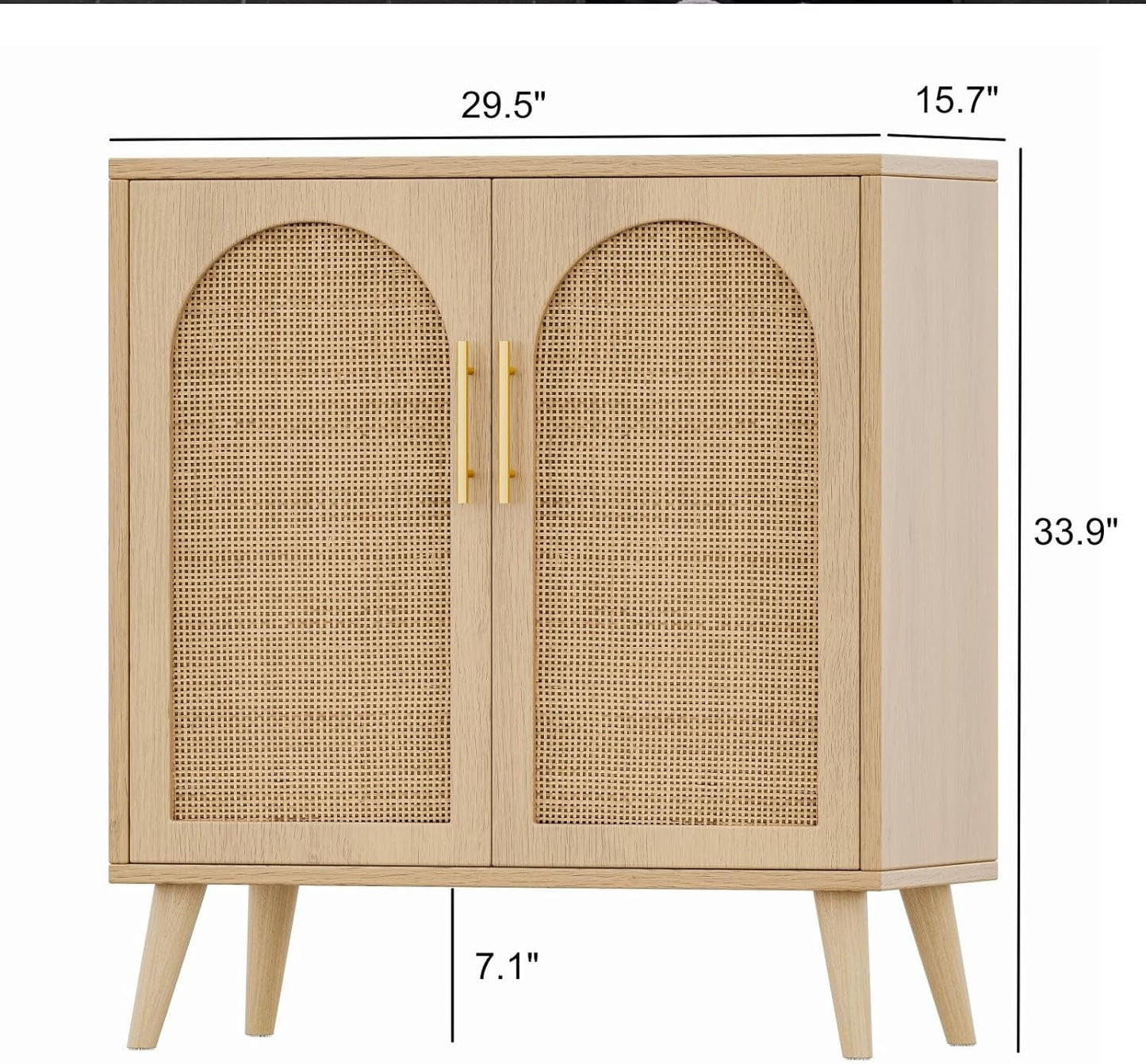 Rattan Storage Cabinet with Doors, Accent Bathroom Floor Cabinet,