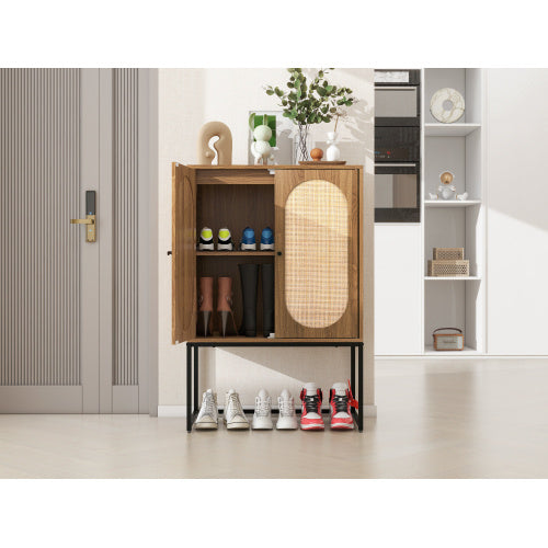 Natural Rattan, Allen 2 Door High Cabinet, Rattan, Built-in Adjustable