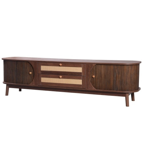 Rattan TV Stand For TVs Up To 75'', Modern Farmhouse Media Console,