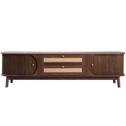 Rattan TV Stand For TVs Up To 75'', Modern Farmhouse Media Console,