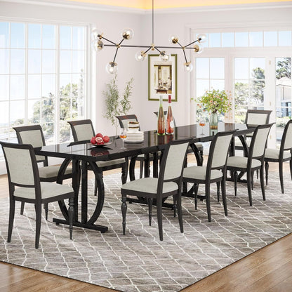 Black Dining Table for 4 to 6 People, 63-Inch Rectangular Dining Room