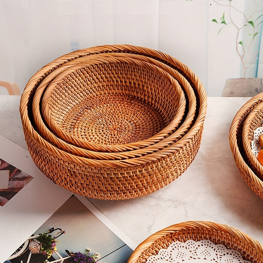 Set of 1 or 3 Rattan Decorative Woven Baskets