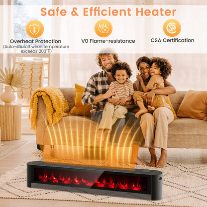 1400W Baseboard Electric Heater with Realistic Multicolor Flame