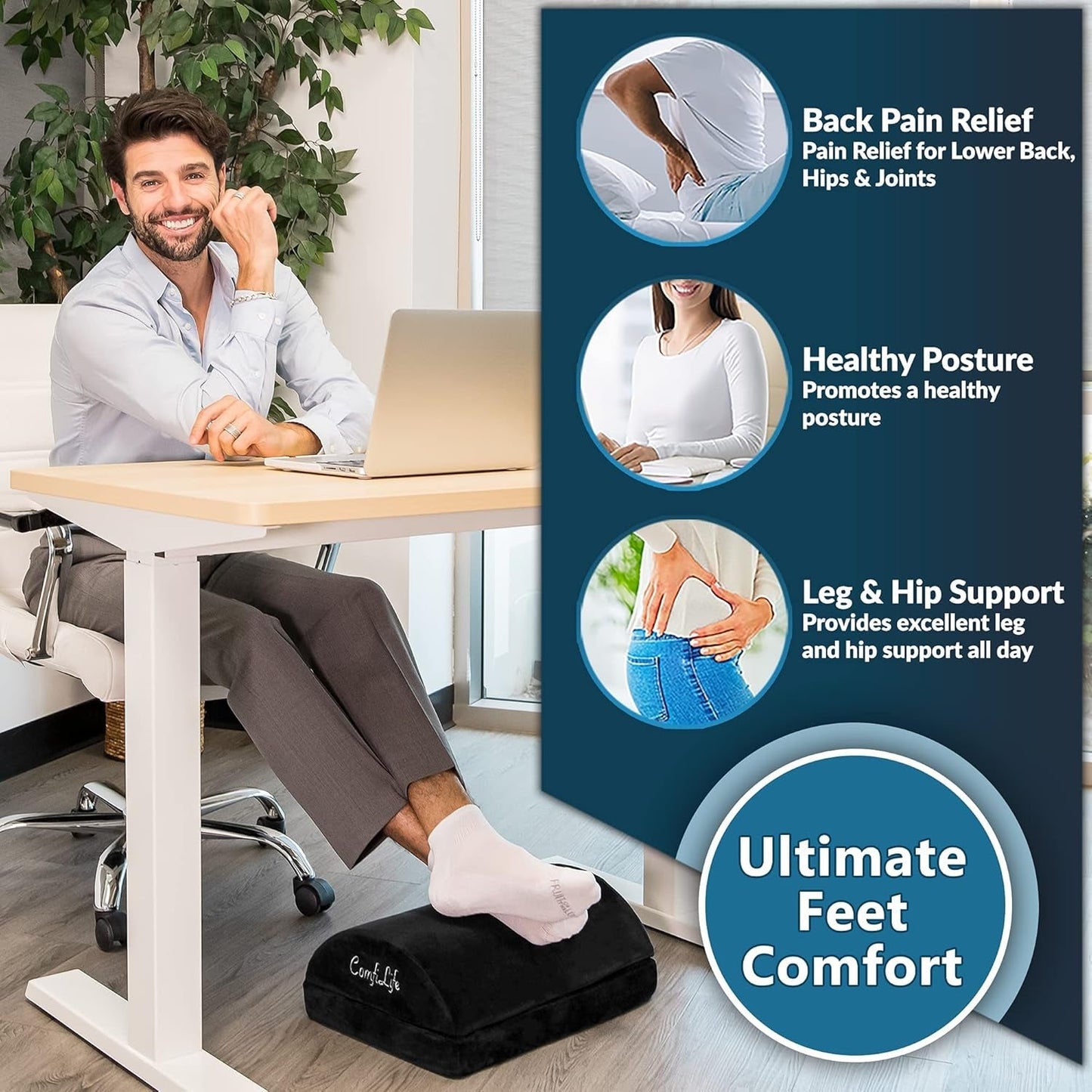 Ergonomic under Desk Foot Rest for Office Use – Adjustable Height