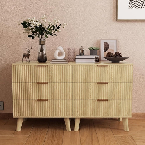 Fluted 3 Drawer Dressers, Modern Closet Dressers Chest of Drawers,