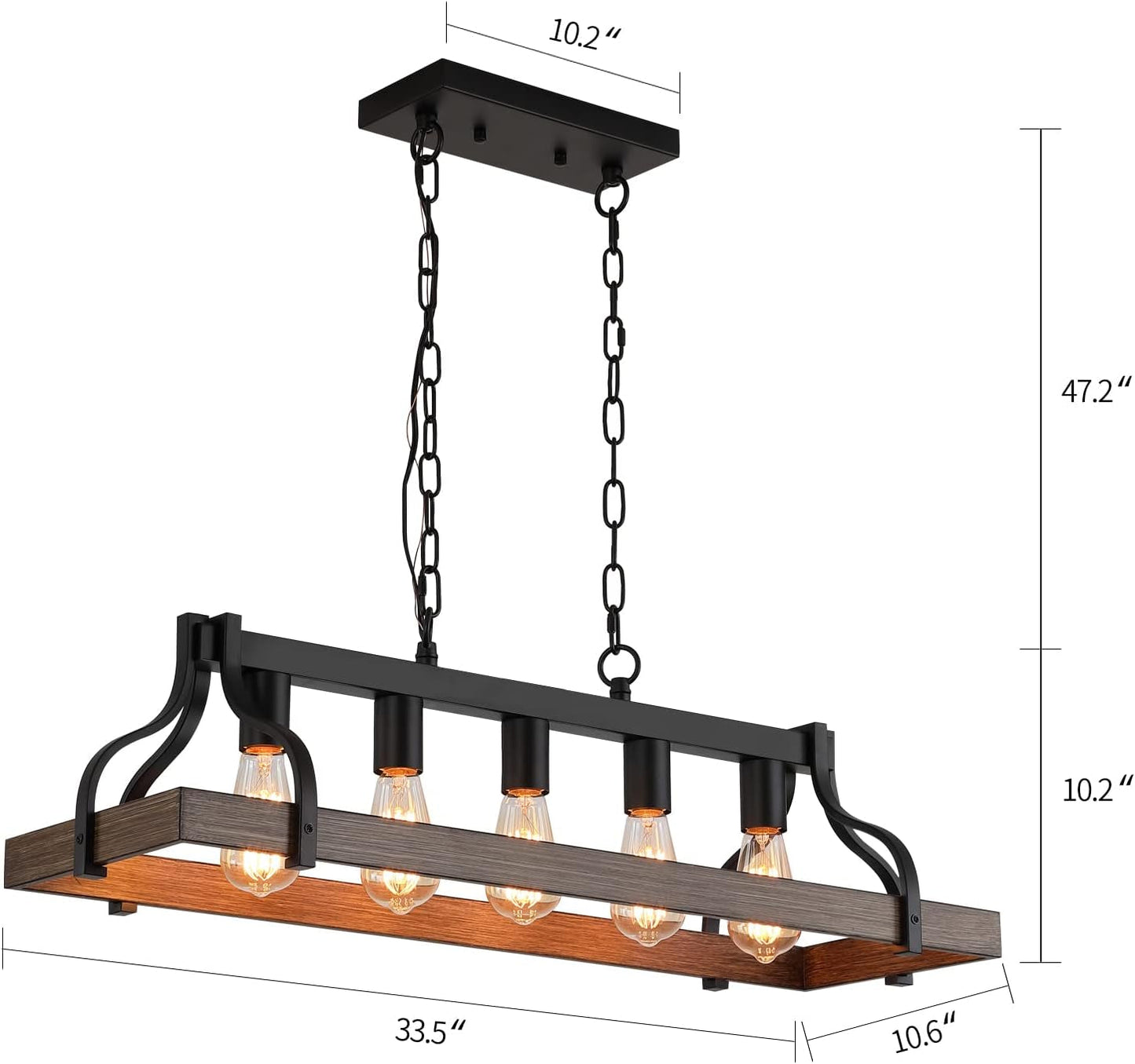 Rustic Kitchen Island Dining Room Light Fixture Farmhouse Linear