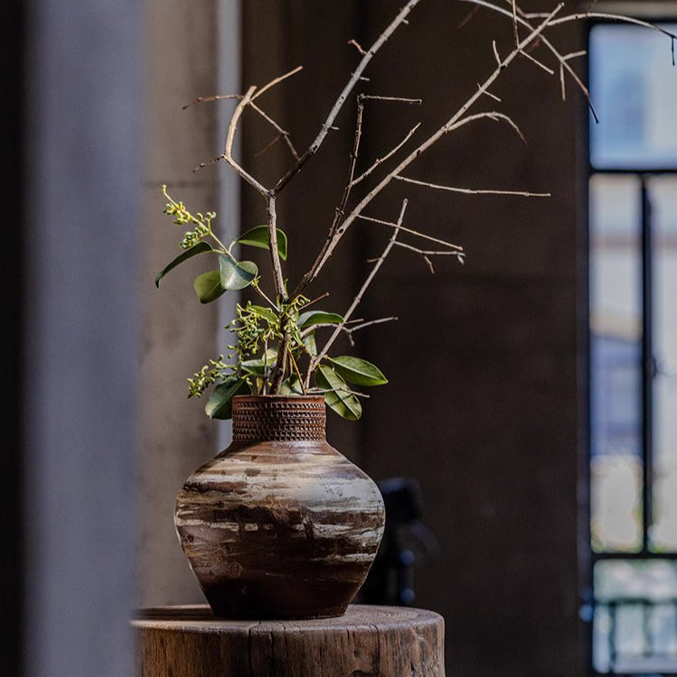 Vintage Wabi-Sabi Style Ceramic Jar