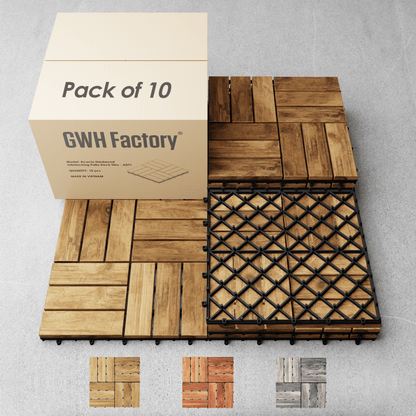 Hardwood Interlocking Patio Deck Tiles - Easy to Install