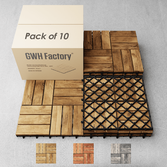 Hardwood Interlocking Patio Deck Tiles - Easy to Install