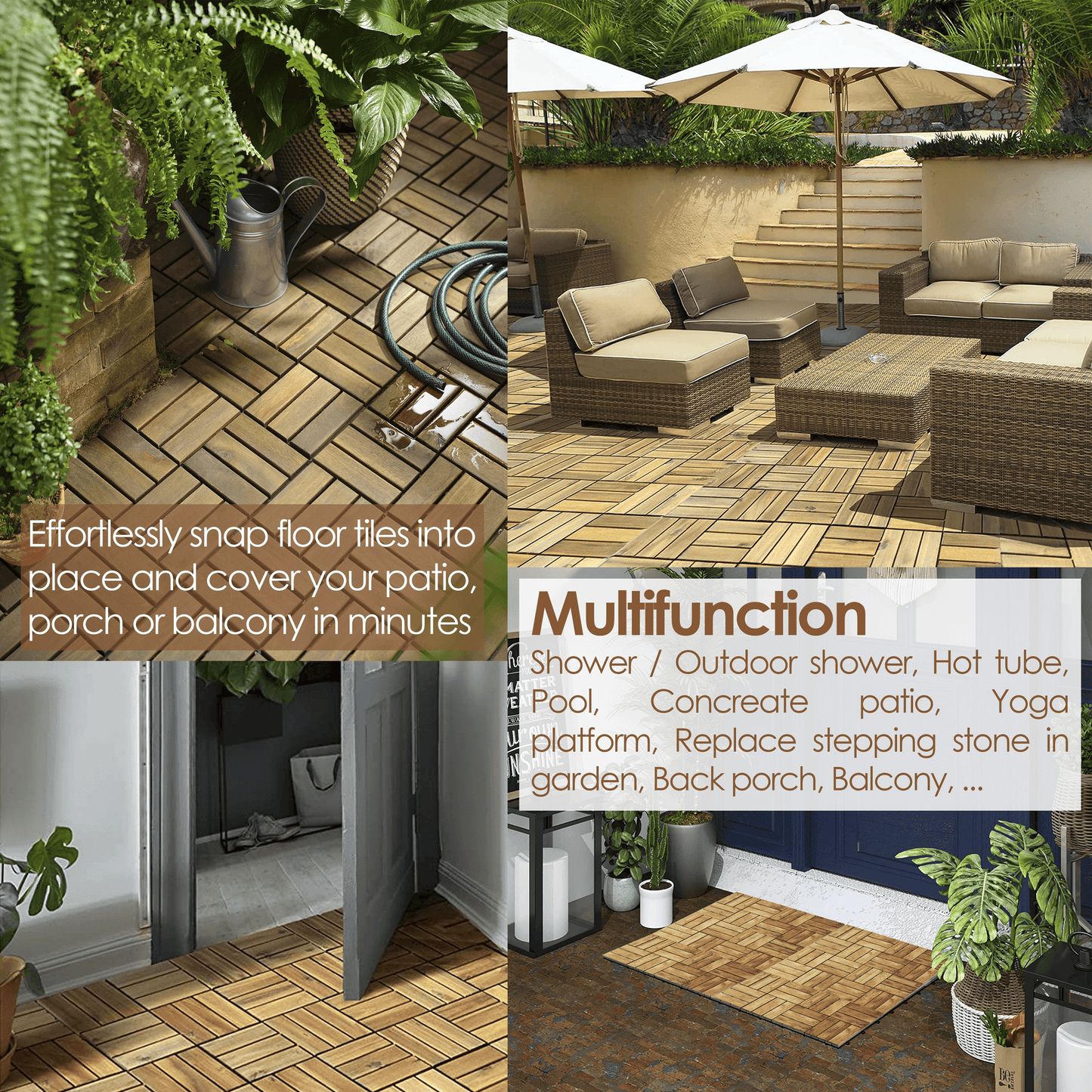 Hardwood Interlocking Patio Deck Tiles - Easy to Install