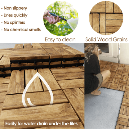 Hardwood Interlocking Patio Deck Tiles - Easy to Install