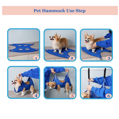 Cat Grooming Restraint Bag with Hammock