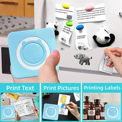 Mini Printer Portable Thermal Stickers Paper Inkless Bluetooth