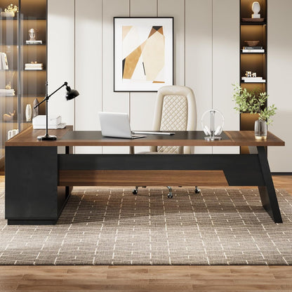 78" L-Shaped Executive Office Desk, Large Modern Computer Desk with