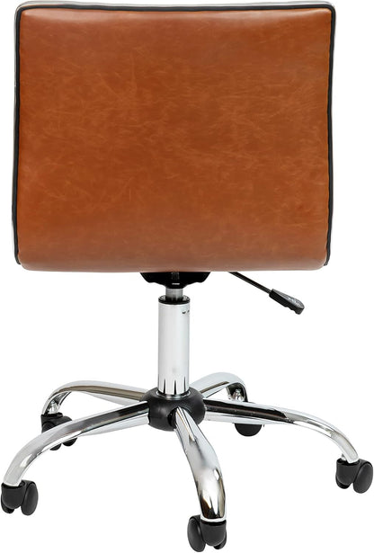 Alan Office Task Chair - Brown Vinyl - Chrome Frame - Armless - Ribbed