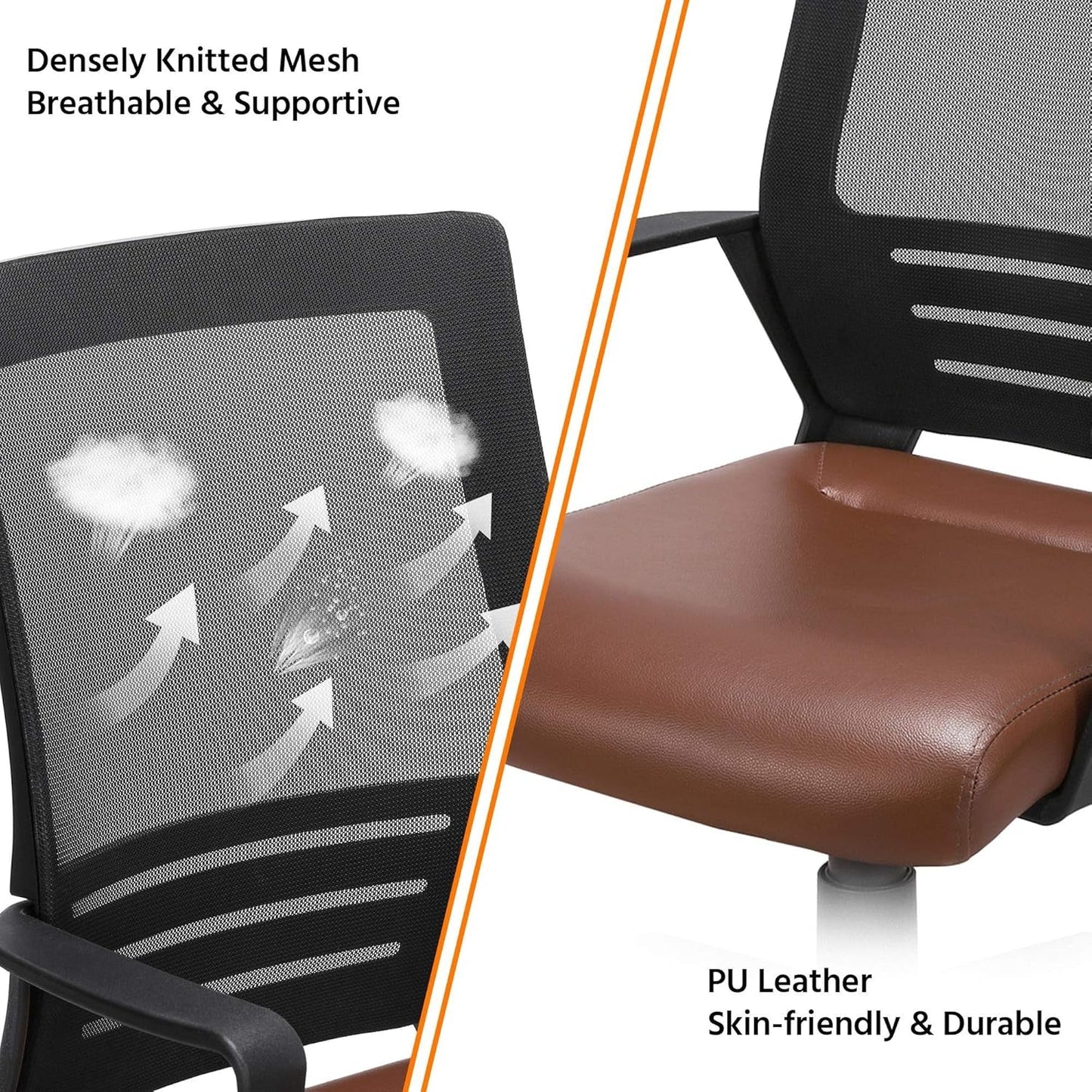 Ergonomic Home Office Chair Leather and Mesh Combine Desk Chair