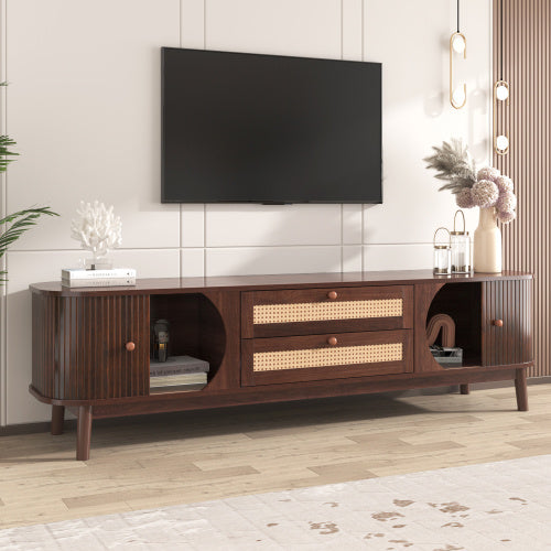 Rattan TV Stand For TVs Up To 75'', Modern Farmhouse Media Console,