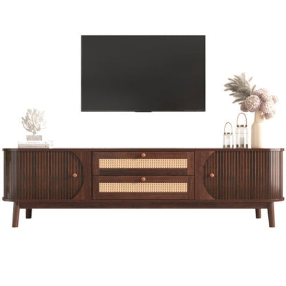 Rattan TV Stand For TVs Up To 75'', Modern Farmhouse Media Console,