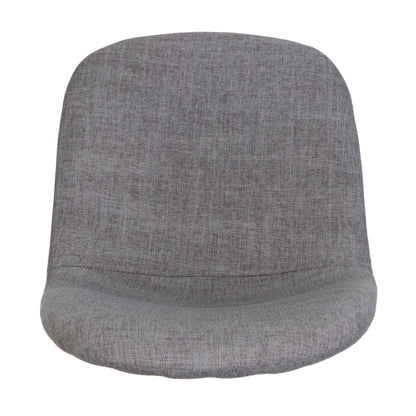 Set of 2 Modern Dining Chairs with Solid Back – Light Gray Upholstered Seats & Walnut Finish Iron Legs