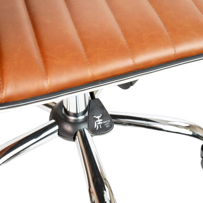 Alan Office Task Chair - Brown Vinyl - Chrome Frame - Armless - Ribbed