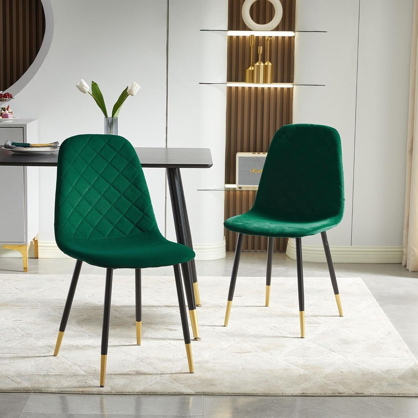 Velvet Dining Chairs Kitchen Plain Color Chair Upholstered Side Stools