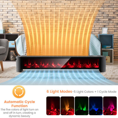 1400W Baseboard Electric Heater with Realistic Multicolor Flame