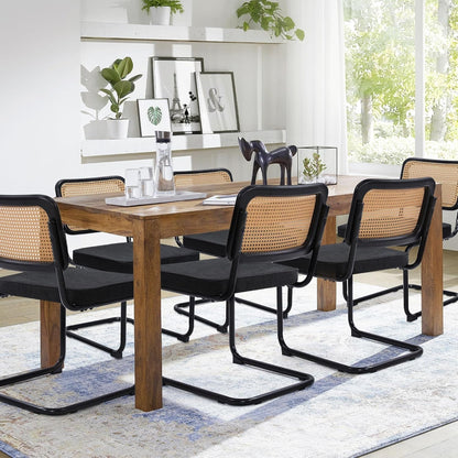 Modern Cesca Cane Dining Chairs, Set of 2, Handwoven Rattan Cane Back,