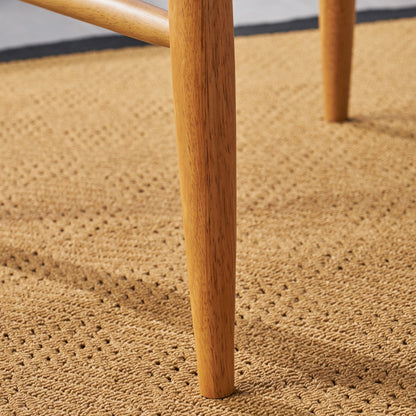 Set of 2 Mid-Century Modern Upholstered Barstools – Light Beige Fabric with Rubberwood Legs