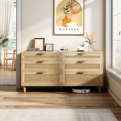 Rattan Dresser With Drawers, 6 Drawer Dresser For Bedroom, Clothes